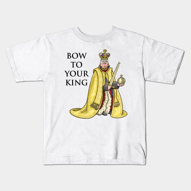 Bow to your King Kids T-Shirt by Mackaycartoons